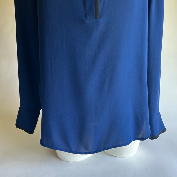 Vince Blue Black Polyester Long Sleeve Blouse size 8 - Picture 3 of 12